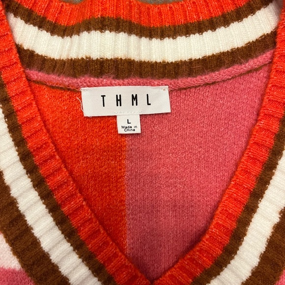 THML Pink and Orange Knit Sweater Vest - Picture 2 of 3